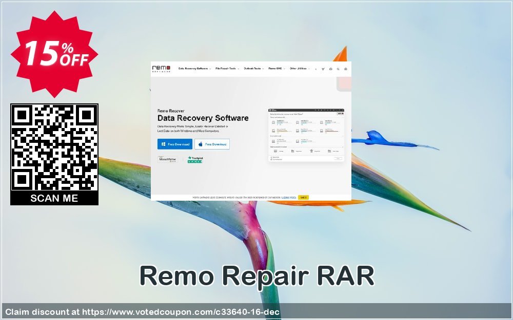Remo Repair RAR Coupon, discount 15% Remosoftware. Promotion: 5% CJ Sitewide
