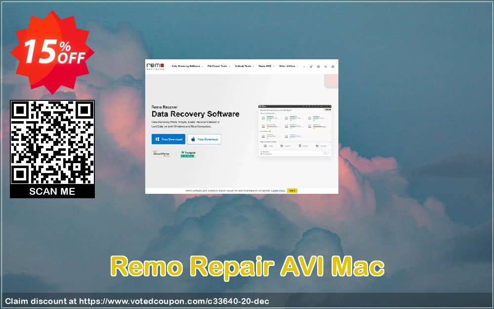Remo Repair AVI MAC Coupon, discount 15% Remosoftware. Promotion: 5% CJ Sitewide