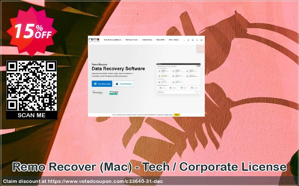 Remo Recover, MAC - Tech / Corporate Plan Coupon, discount 15% Remosoftware. Promotion: 5% CJ Sitewide