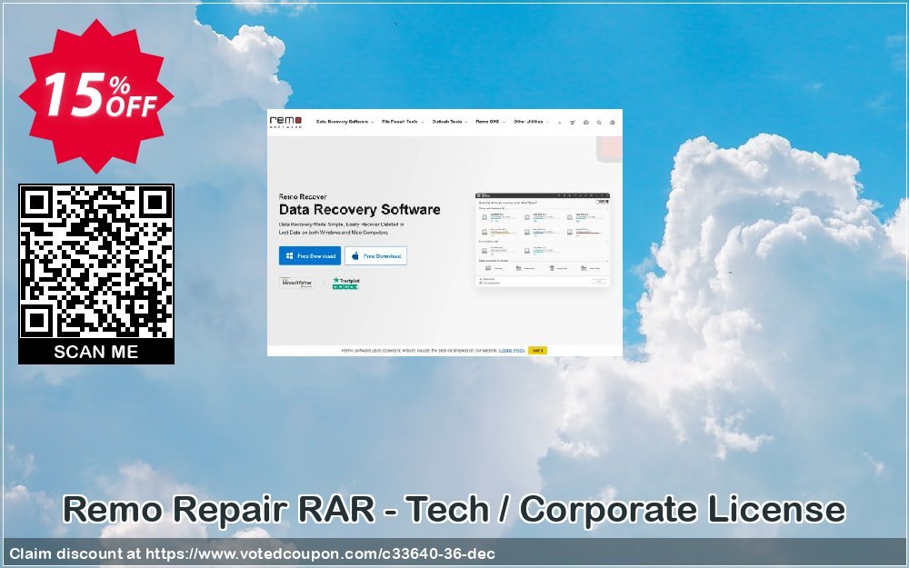 Remo Repair RAR - Tech / Corporate Plan Coupon, discount 15% Remosoftware. Promotion: 5% CJ Sitewide