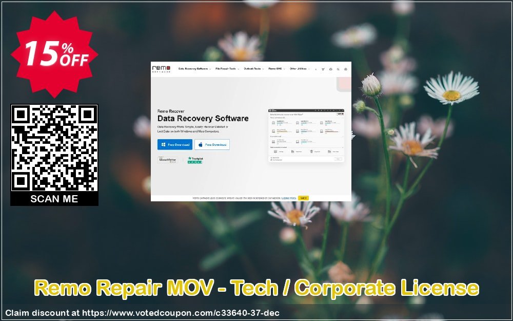 Remo Repair MOV - Tech / Corporate Plan Coupon, discount 15% Remosoftware. Promotion: 5% CJ Sitewide