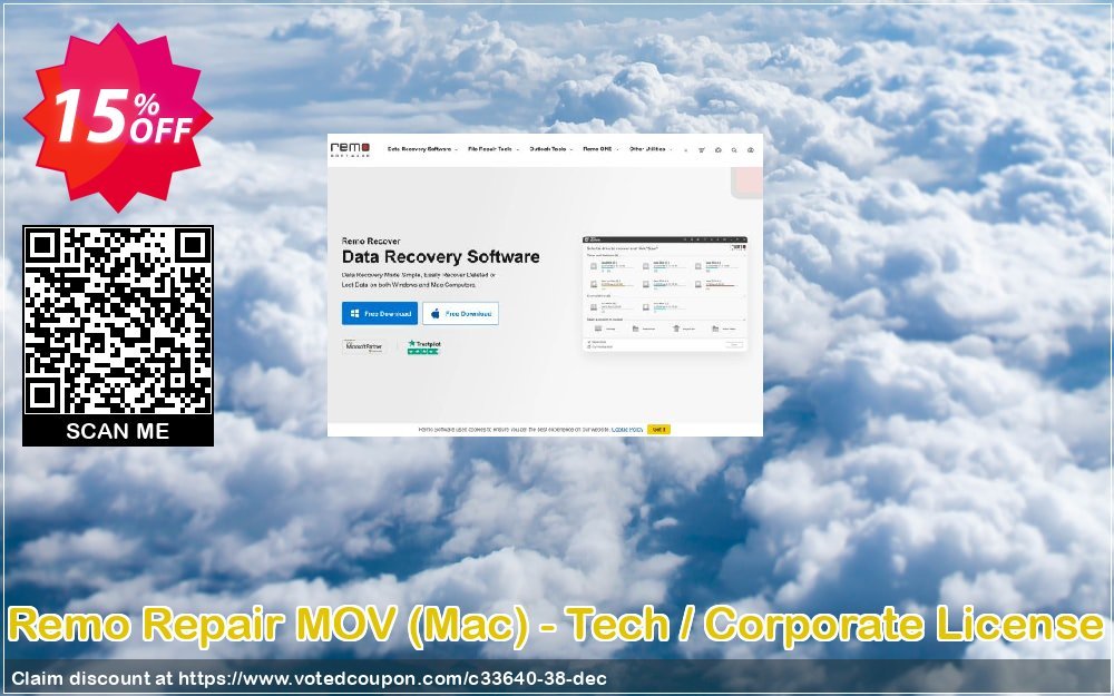 Remo Repair MOV, MAC - Tech / Corporate Plan Coupon, discount 15% Remosoftware. Promotion: 5% CJ Sitewide