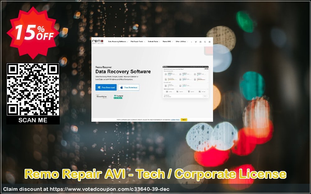 Remo Repair AVI - Tech / Corporate Plan Coupon, discount 15% Remosoftware. Promotion: 5% CJ Sitewide