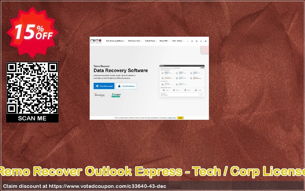 Remo Recover Outlook Express - Tech / Corp Plan Coupon, discount 15% Remosoftware. Promotion: 5% CJ Sitewide