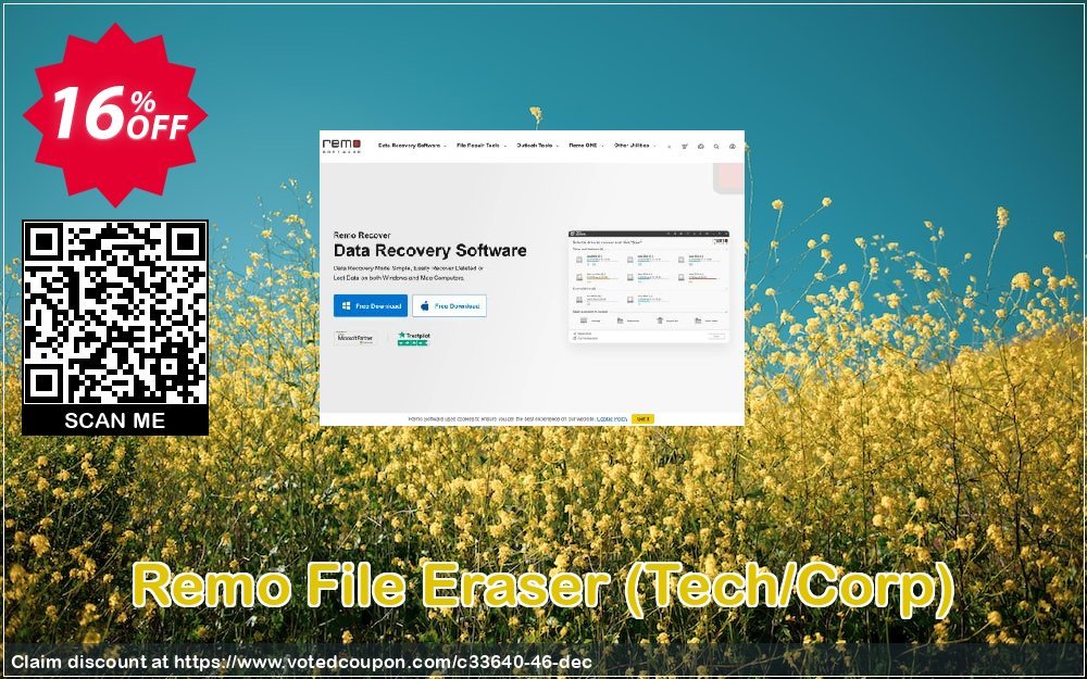 Remo File Eraser, Tech/Corp  Coupon, discount 15% Remosoftware. Promotion: 5% CJ Sitewide