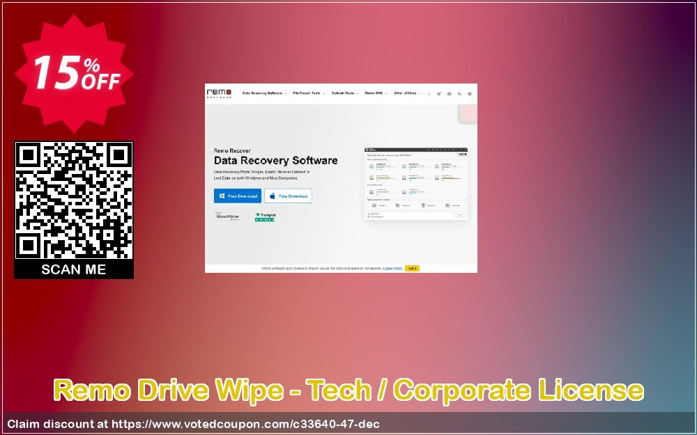 Remo Drive Wipe - Tech / Corporate Plan Coupon, discount 15% Remosoftware. Promotion: 5% CJ Sitewide