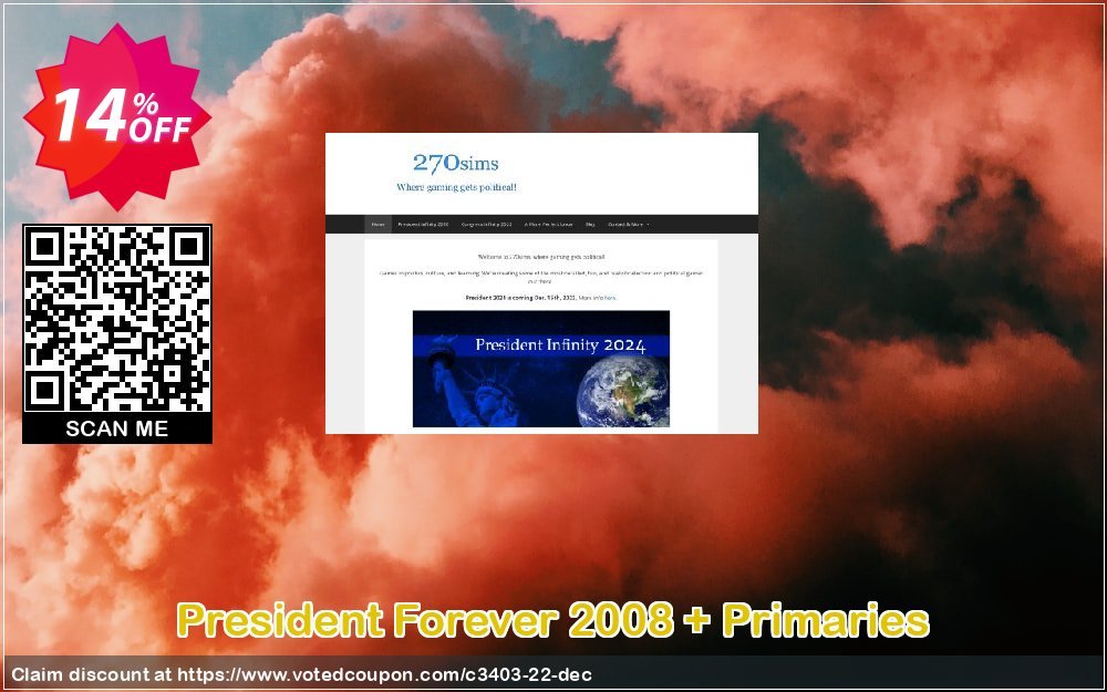 President Forever 2008 + Primaries Coupon, discount 270soft coupon (3403). Promotion: 270soft coupon codes