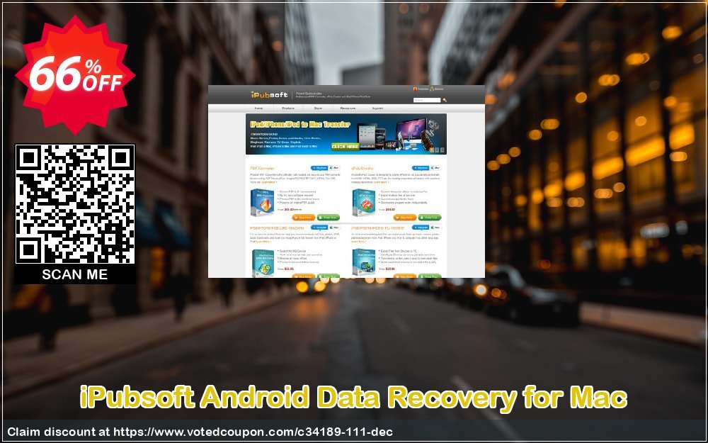 iPubsoft Android Data Recovery for MAC Coupon, discount 65% disocunt. Promotion: 