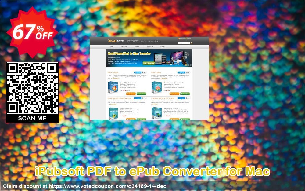 iPubsoft PDF to ePub Converter for MAC Coupon, discount 65% disocunt. Promotion: 