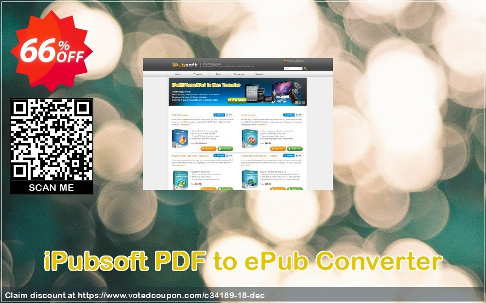 iPubsoft PDF to ePub Converter Coupon, discount 65% disocunt. Promotion: 