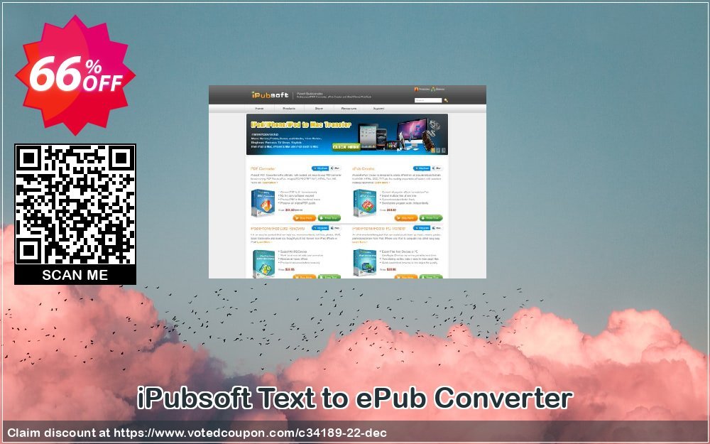 iPubsoft Text to ePub Converter Coupon, discount 65% disocunt. Promotion: 