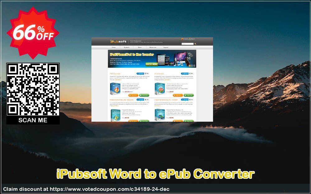 iPubsoft Word to ePub Converter Coupon, discount 65% disocunt. Promotion: 