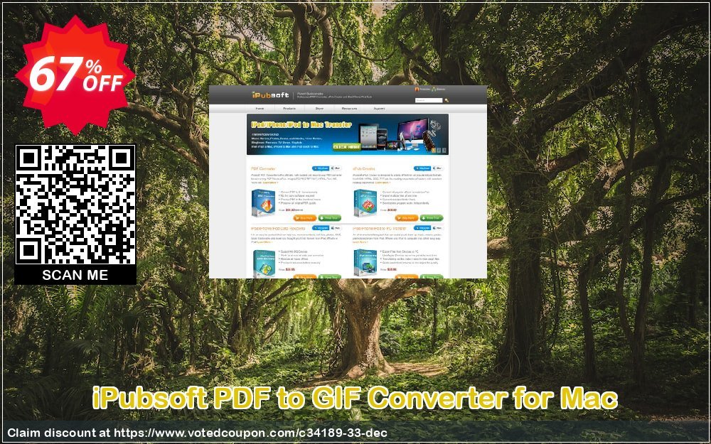iPubsoft PDF to GIF Converter for MAC Coupon, discount 65% disocunt. Promotion: 