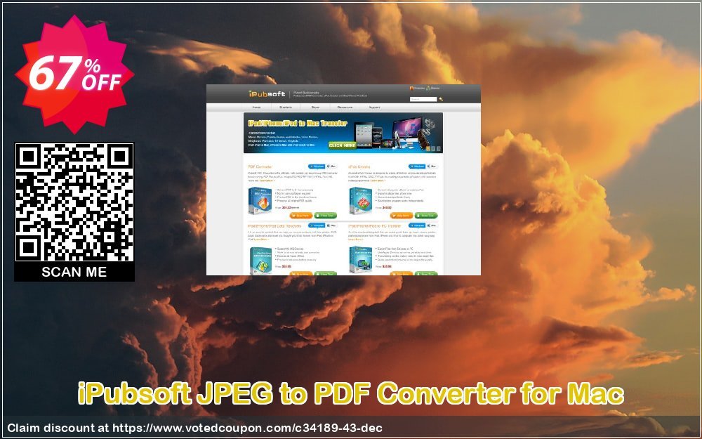 iPubsoft JPEG to PDF Converter for MAC Coupon, discount 65% disocunt. Promotion: 