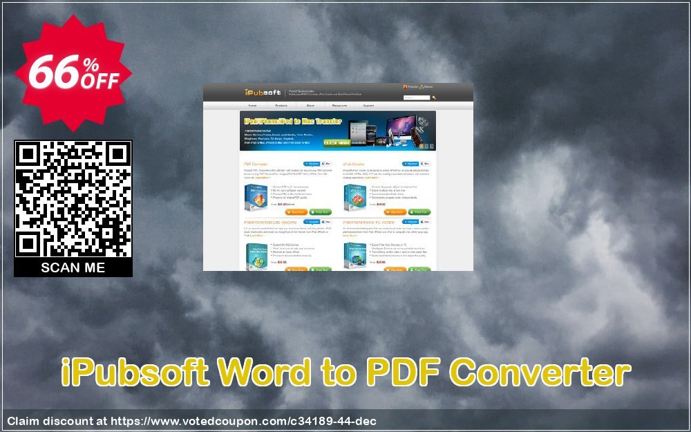 iPubsoft Word to PDF Converter Coupon, discount 65% disocunt. Promotion: 