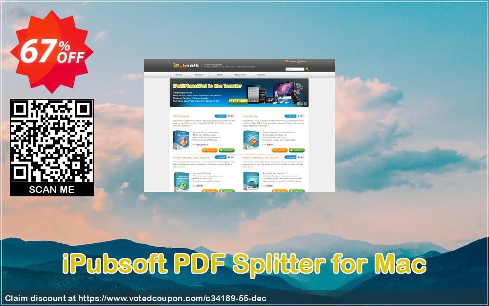 iPubsoft PDF Splitter for MAC Coupon, discount 65% disocunt. Promotion: 