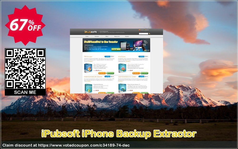 iPubsoft iPhone Backup Extractor Coupon, discount 65% disocunt. Promotion: 