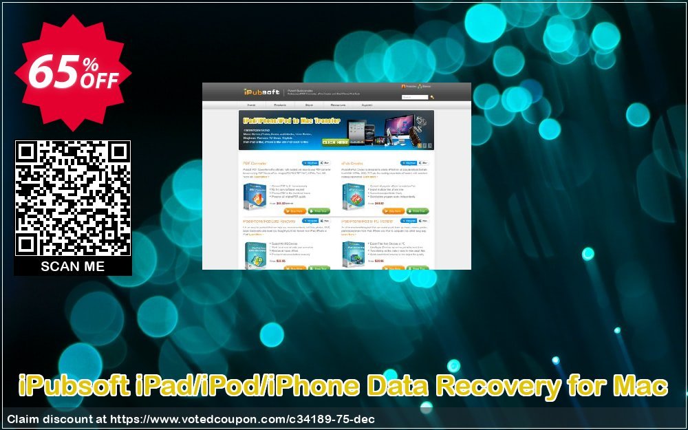 iPubsoft iPad/iPod/iPhone Data Recovery for MAC Coupon, discount 65% disocunt. Promotion: 