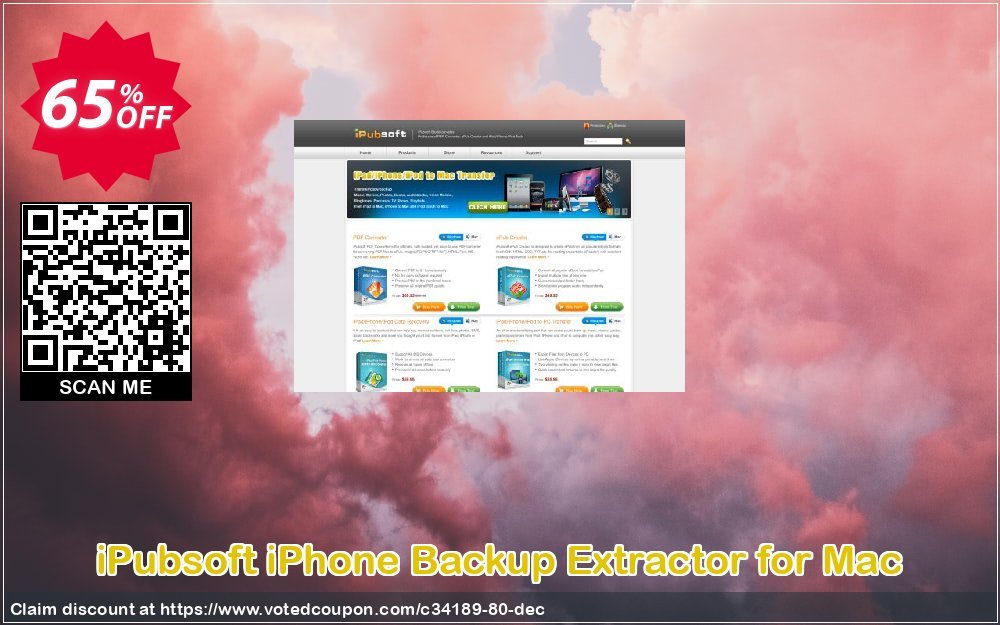 iPubsoft iPhone Backup Extractor for MAC Coupon, discount 65% disocunt. Promotion: 
