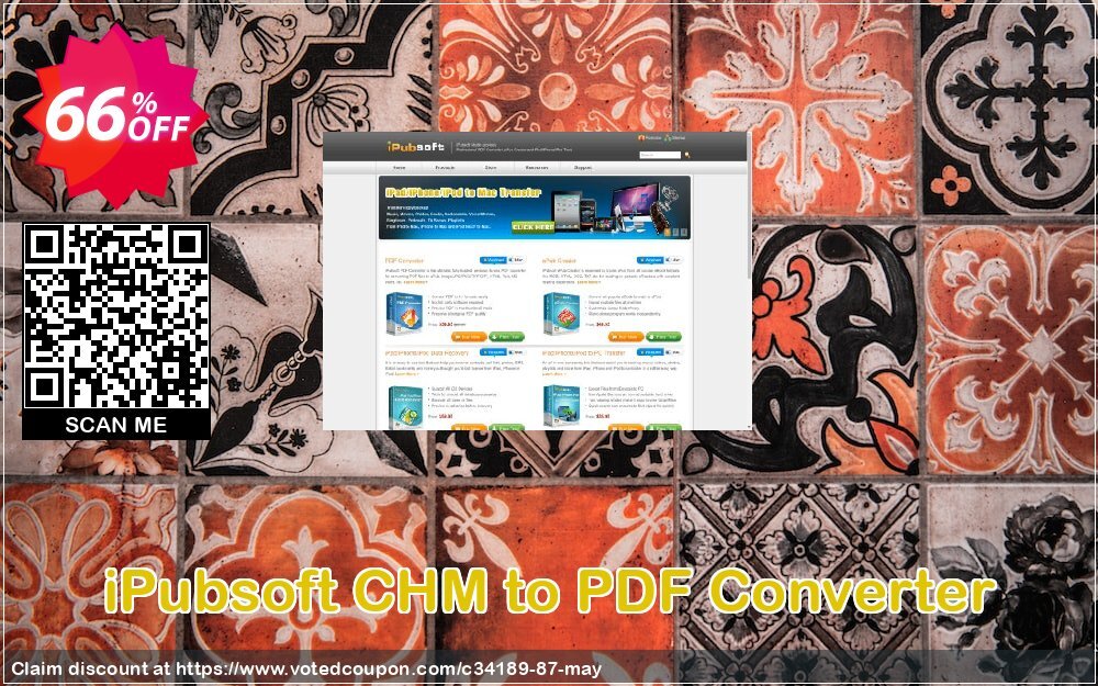 iPubsoft CHM to PDF Converter Coupon, discount 65% disocunt. Promotion: 