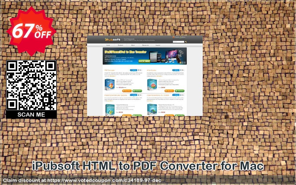iPubsoft HTML to PDF Converter for MAC Coupon, discount 65% disocunt. Promotion: 