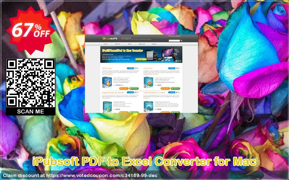 iPubsoft PDF to Excel Converter for MAC Coupon, discount 65% disocunt. Promotion: 