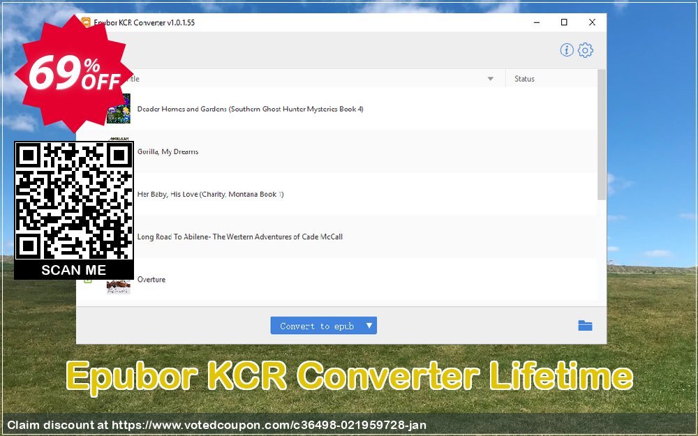 Epubor KCR Converter Lifetime Coupon, discount Epubor KCR Converter for Win wonderful promo code 2023. Promotion: wonderful promo code of Epubor KCR Converter for Win 2023