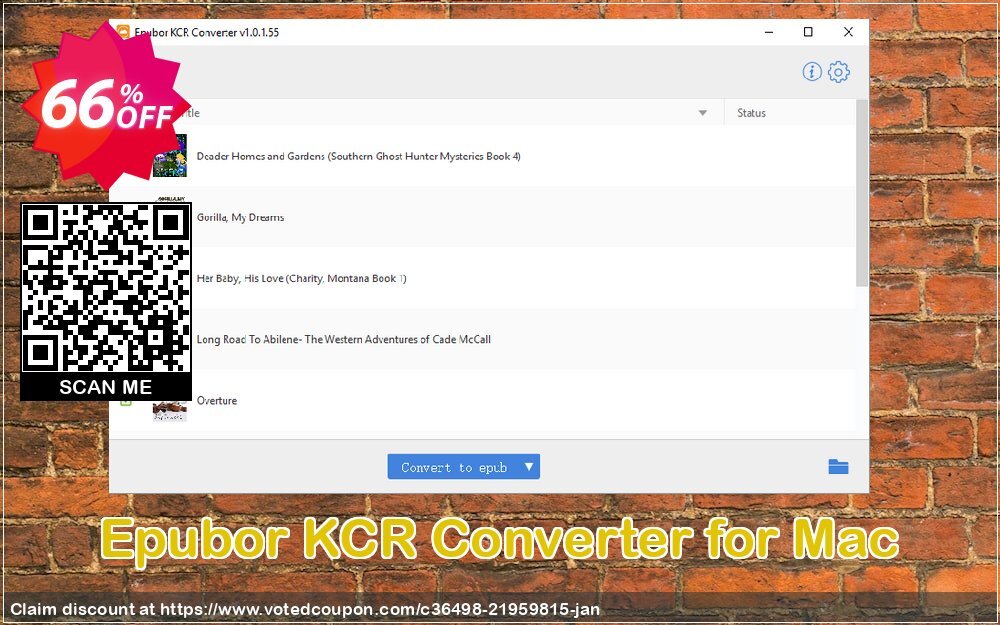Epubor KCR Converter for MAC Coupon, discount Epubor KCR Converter for Mac big sales code 2024. Promotion: big sales code of Epubor KCR Converter for Mac 2024