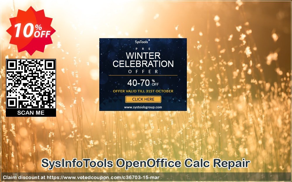 SysInfoTools OpenOffice Calc Repair Coupon, discount SYSINFODISCOUNT. Promotion: Coupon code for SysInfo tools software