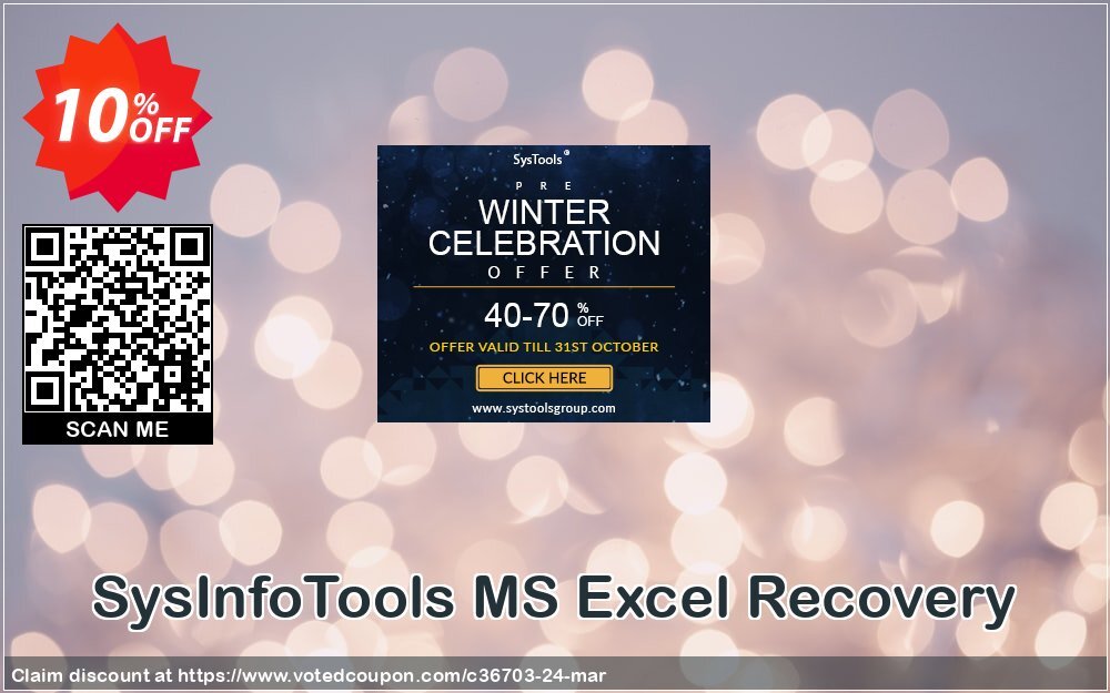 SysInfoTools MS Excel Recovery Coupon, discount SYSINFODISCOUNT. Promotion: Coupon code for SysInfo tools software