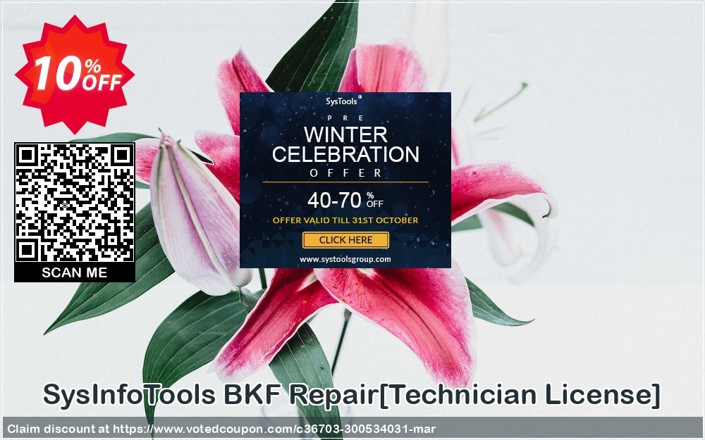 SysInfoTools BKF Repair/Technician Plan/ Coupon, discount Promotion code SysInfoTools BKF Repair[Technician License]. Promotion: Offer SysInfoTools BKF Repair[Technician License] special discount 