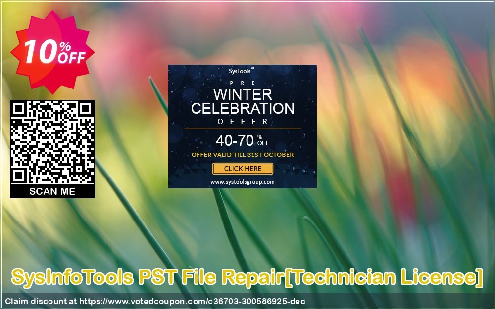 SysInfoTools PST File Repair/Technician Plan/ Coupon, discount Promotion code SysInfoTools PST File Repair[Technician License]. Promotion: Offer SysInfoTools PST File Repair[Technician License] special discount 