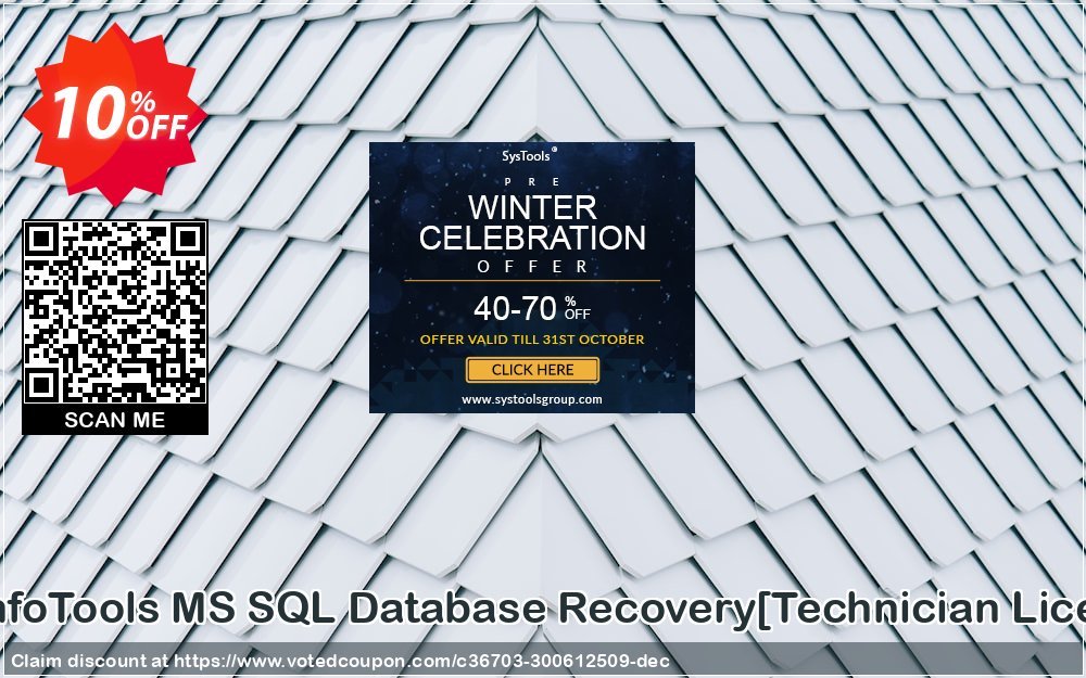 SysInfoTools MS SQL Database Recovery/Technician Plan/ Coupon, discount Promotion code SysInfoTools MS SQL Database Recovery[Technician License]. Promotion: Offer SysInfoTools MS SQL Database Recovery[Technician License] special discount 