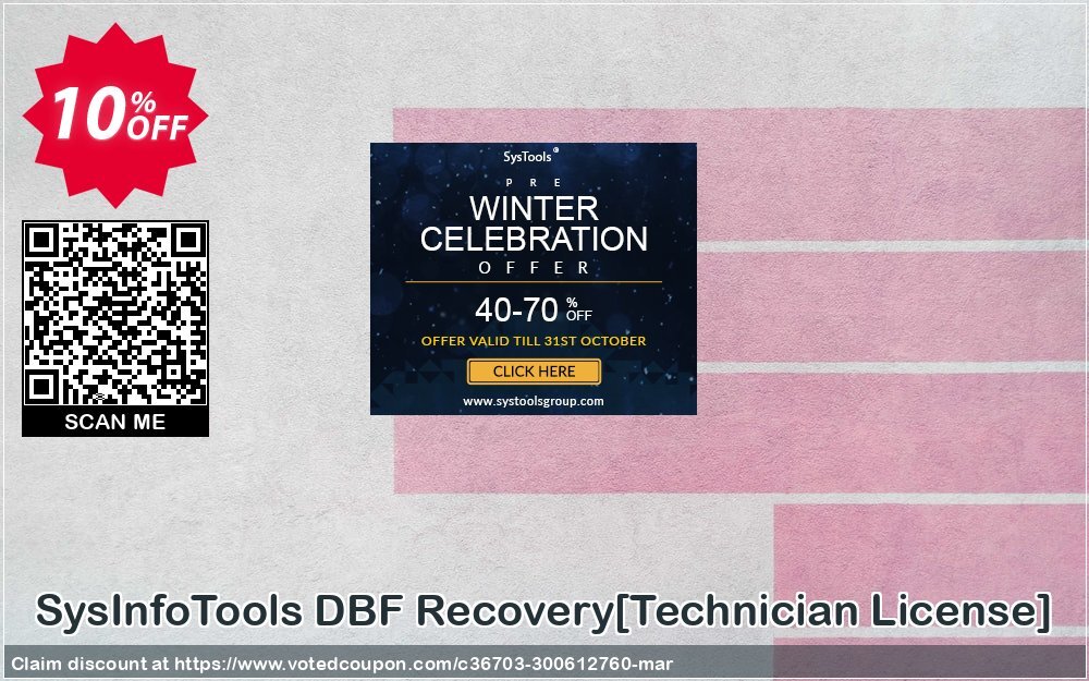 SysInfoTools DBF Recovery/Technician Plan/ Coupon, discount Promotion code SysInfoTools DBF Recovery[Technician License]. Promotion: Offer SysInfoTools DBF Recovery[Technician License] special discount 