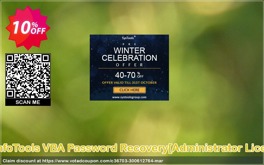 SysInfoTools VBA Password Recovery/Administrator Plan/ Coupon, discount Promotion code SysInfoTools VBA Password Recovery[Administrator License]. Promotion: Offer SysInfoTools VBA Password Recovery[Administrator License] special discount 