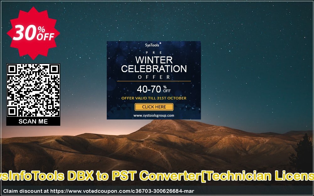 SysInfoTools DBX to PST Converter/Technician Plan/ Coupon, discount Promotion code SysInfoTools DBX to PST Converter[Technician License]. Promotion: Offer SysInfoTools DBX to PST Converter[Technician License] special discount 