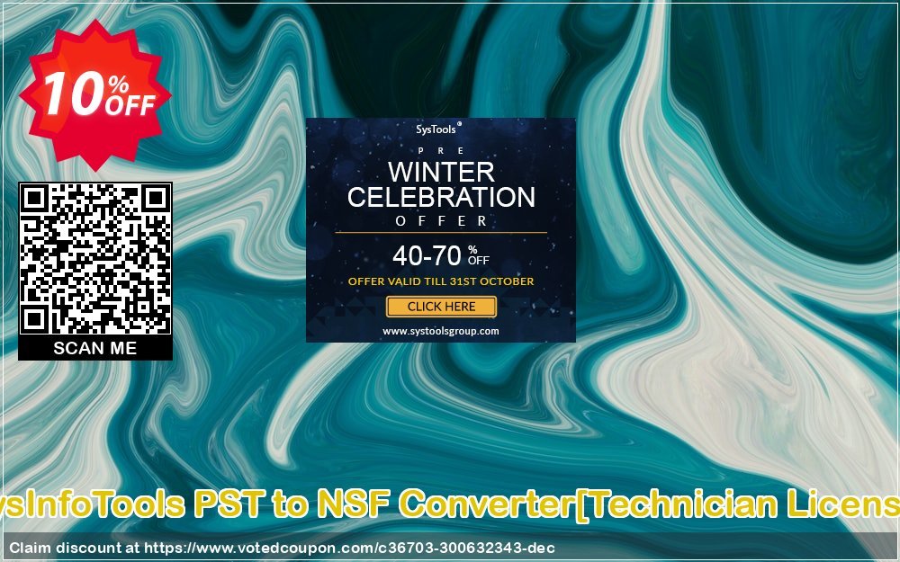 SysInfoTools PST to NSF Converter/Technician Plan/ Coupon, discount Promotion code SysInfoTools PST to NSF Converter[Technician License]. Promotion: Offer SysInfoTools PST to NSF Converter[Technician License] special discount 