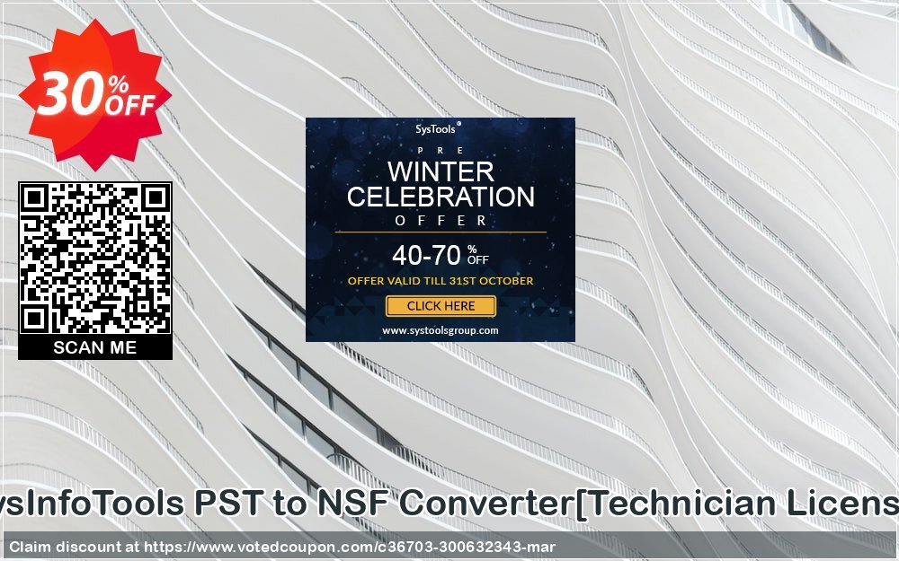 SysInfoTools PST to NSF Converter/Technician Plan/ Coupon, discount Promotion code SysInfoTools PST to NSF Converter[Technician License]. Promotion: Offer SysInfoTools PST to NSF Converter[Technician License] special discount 