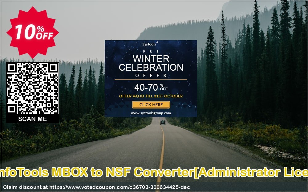 SysInfoTools MBOX to NSF Converter/Administrator Plan/ Coupon, discount Promotion code SysInfoTools MBOX to NSF Converter[Administrator License]. Promotion: Offer SysInfoTools MBOX to NSF Converter[Administrator License] special discount 