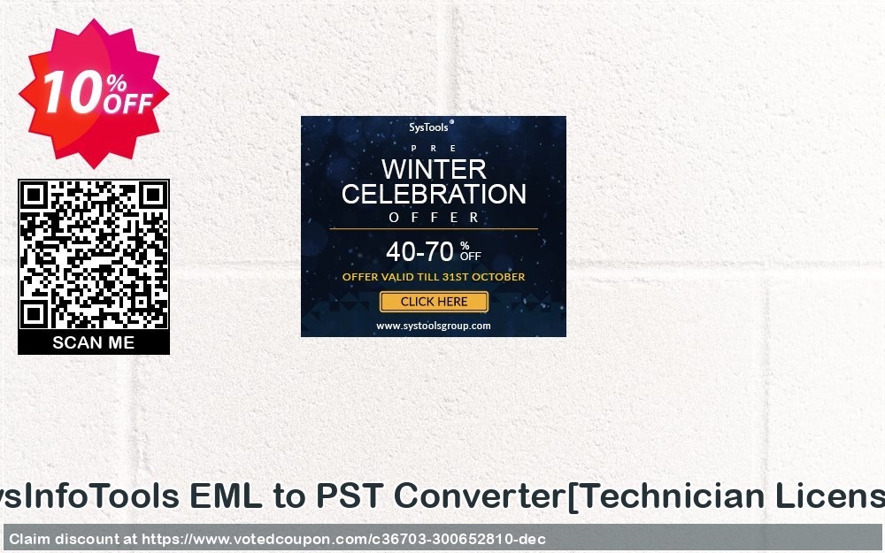 SysInfoTools EML to PST Converter/Technician Plan/ Coupon Code Apr 2024, 10% OFF - VotedCoupon