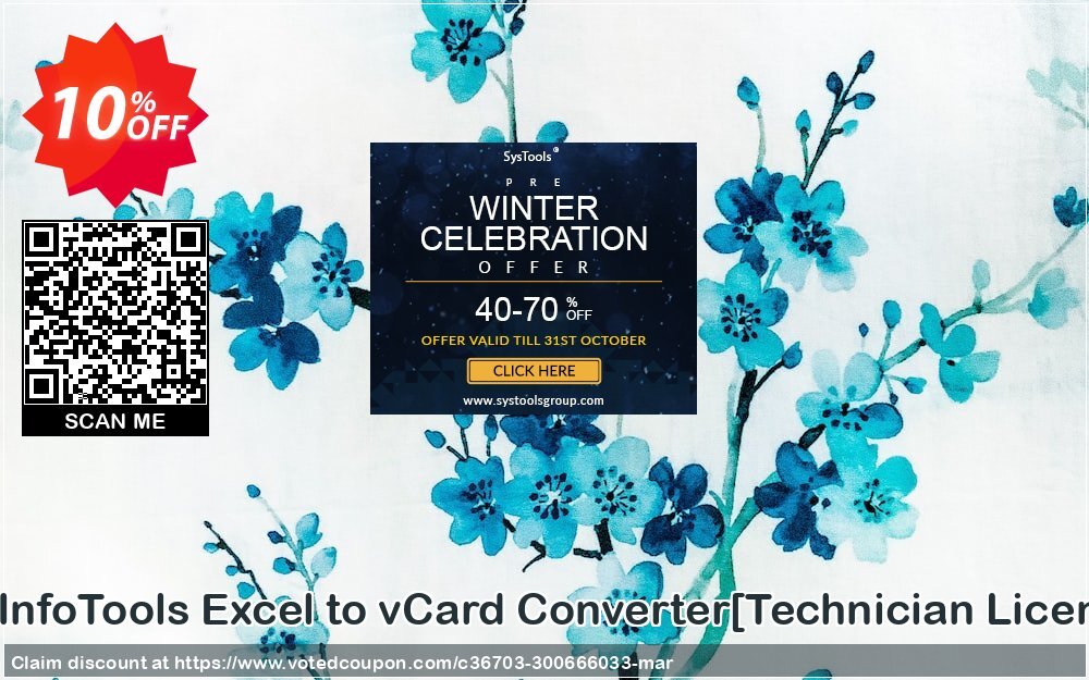 SysInfoTools Excel to vCard Converter/Technician Plan/ Coupon, discount Promotion code SysInfoTools Excel to vCard Converter[Technician License]. Promotion: Offer SysInfoTools Excel to vCard Converter[Technician License] special discount 