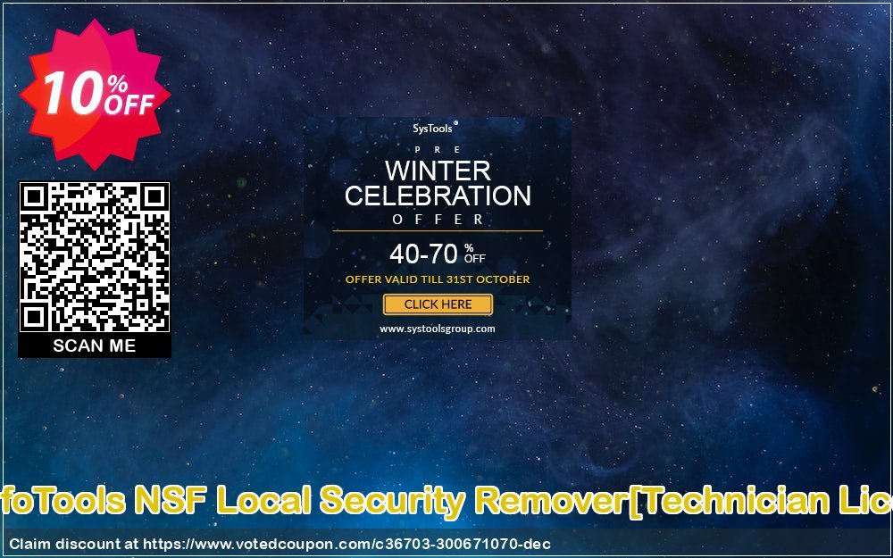 SysInfoTools NSF Local Security Remover/Technician Plan/ Coupon, discount Promotion code SysInfoTools NSF Local Security Remover[Technician License]. Promotion: Offer SysInfoTools NSF Local Security Remover[Technician License] special discount 