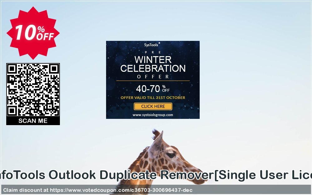 SysInfoTools Outlook Duplicate Remover/Single User Plan/ Coupon, discount Promotion code SysInfoTools Outlook Duplicate Remover[Single User License]. Promotion: Offer SysInfoTools Outlook Duplicate Remover[Single User License] special discount 
