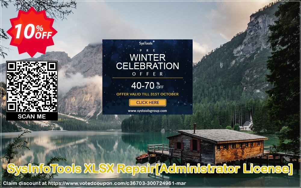 SysInfoTools XLSX Repair/Administrator Plan/ Coupon, discount Promotion code SysInfoTools XLSX Repair[Administrator License]. Promotion: Offer SysInfoTools XLSX Repair[Administrator License] special discount 