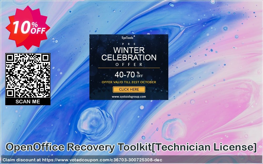 OpenOffice Recovery Toolkit/Technician Plan/ Coupon, discount Promotion code OpenOffice Recovery Toolkit[Technician License]. Promotion: Offer OpenOffice Recovery Toolkit[Technician License] special discount 