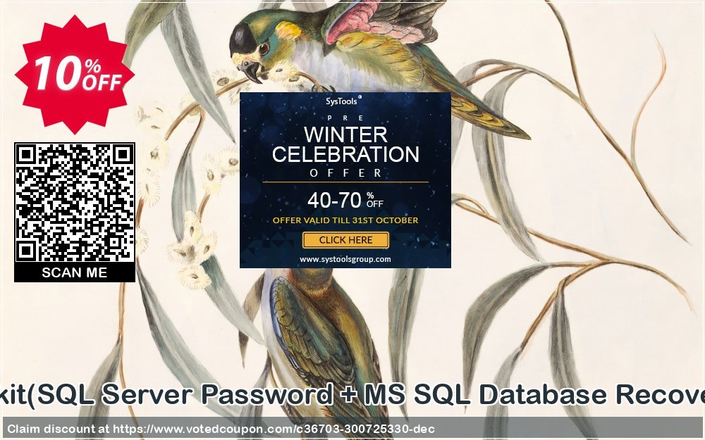 Password Recovery Toolkit, SQL Server Password + MS SQL Database Recovery /Single User Plan/ Coupon, discount Promotion code Password Recovery Toolkit(SQL Server Password + MS SQL Database Recovery)[Single User License]. Promotion: Offer Password Recovery Toolkit(SQL Server Password + MS SQL Database Recovery)[Single User License] special discount 
