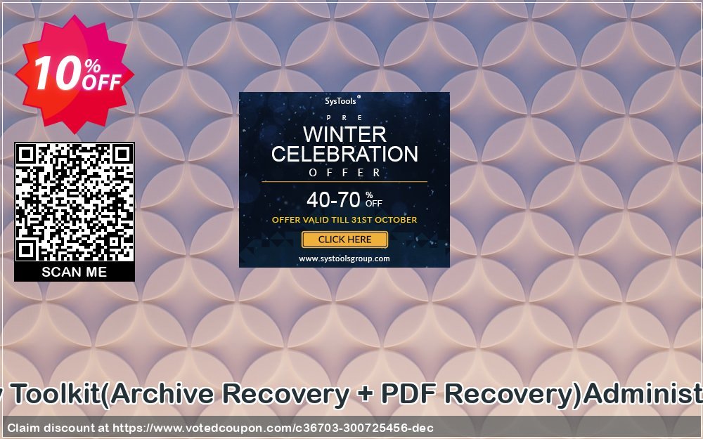 File Recovery Toolkit, Archive Recovery + PDF Recovery Administrator Plan Coupon, discount Promotion code File Recovery Toolkit(Archive Recovery + PDF Recovery)Administrator License. Promotion: Offer File Recovery Toolkit(Archive Recovery + PDF Recovery)Administrator License special discount 