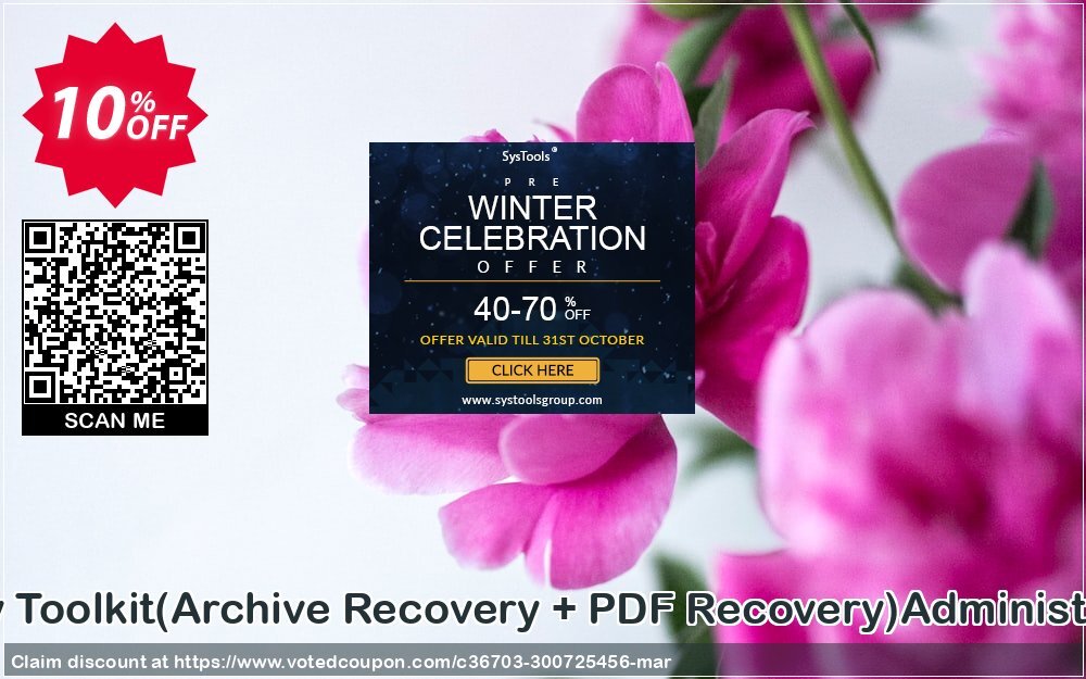 File Recovery Toolkit, Archive Recovery + PDF Recovery Administrator Plan Coupon, discount Promotion code File Recovery Toolkit(Archive Recovery + PDF Recovery)Administrator License. Promotion: Offer File Recovery Toolkit(Archive Recovery + PDF Recovery)Administrator License special discount 