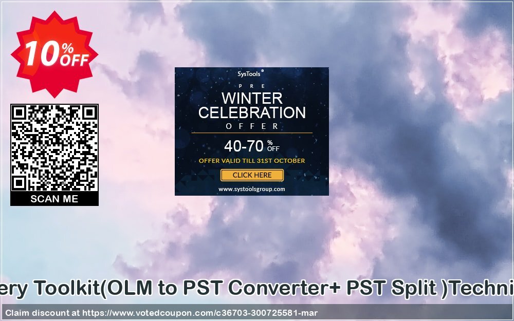 Email Recovery Toolkit, OLM to PST Converter+ PST Split  Technician Plan Coupon, discount Promotion code Email Recovery Toolkit(OLM to PST Converter+ PST Split )Technician License. Promotion: Offer Email Recovery Toolkit(OLM to PST Converter+ PST Split )Technician License special discount 