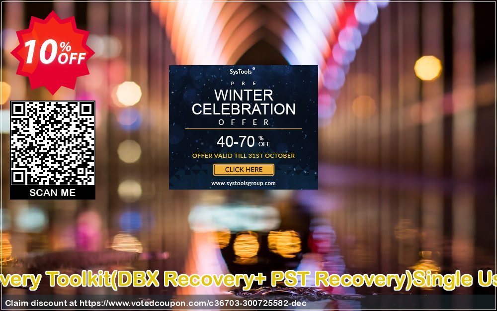 Email Recovery Toolkit, DBX Recovery+ PST Recovery Single User Plan Coupon, discount Promotion code Email Recovery Toolkit(DBX Recovery+ PST Recovery)Single User License. Promotion: Offer Email Recovery Toolkit(DBX Recovery+ PST Recovery)Single User License special discount 